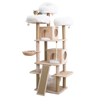 Catry Cat Tree - 7 Levels With Shag Fur Beds (castle)