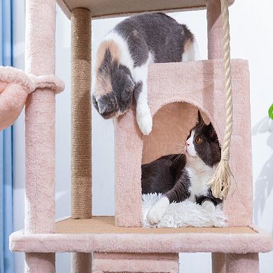 Catry Cat Tree - 7 Levels With Shag Fur Beds (castle)