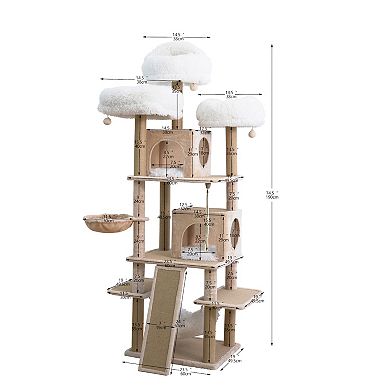 Catry Cat Tree - 7 Levels With Shag Fur Beds (castle)