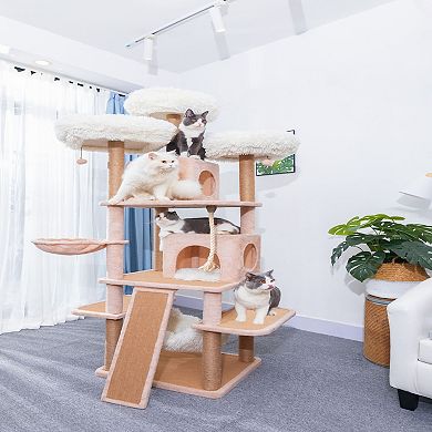 Catry Cat Tree - 7 Levels With Shag Fur Beds (castle)