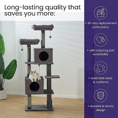 Catry Minimalistic Contemporary Cat Tree - 67", 6 Level, Large, Stella