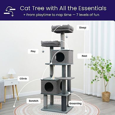 Catry Minimalistic Contemporary Cat Tree - 67", 6 Level, Large, Stella