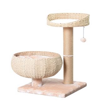Petpals Sustainable Handwoven Cat Tree - 29"h, 2 Level, Medium, Cozy V2