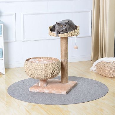 Petpals Sustainable Handwoven Cat Tree - 29"h, 2 Level, Medium, Cozy V2