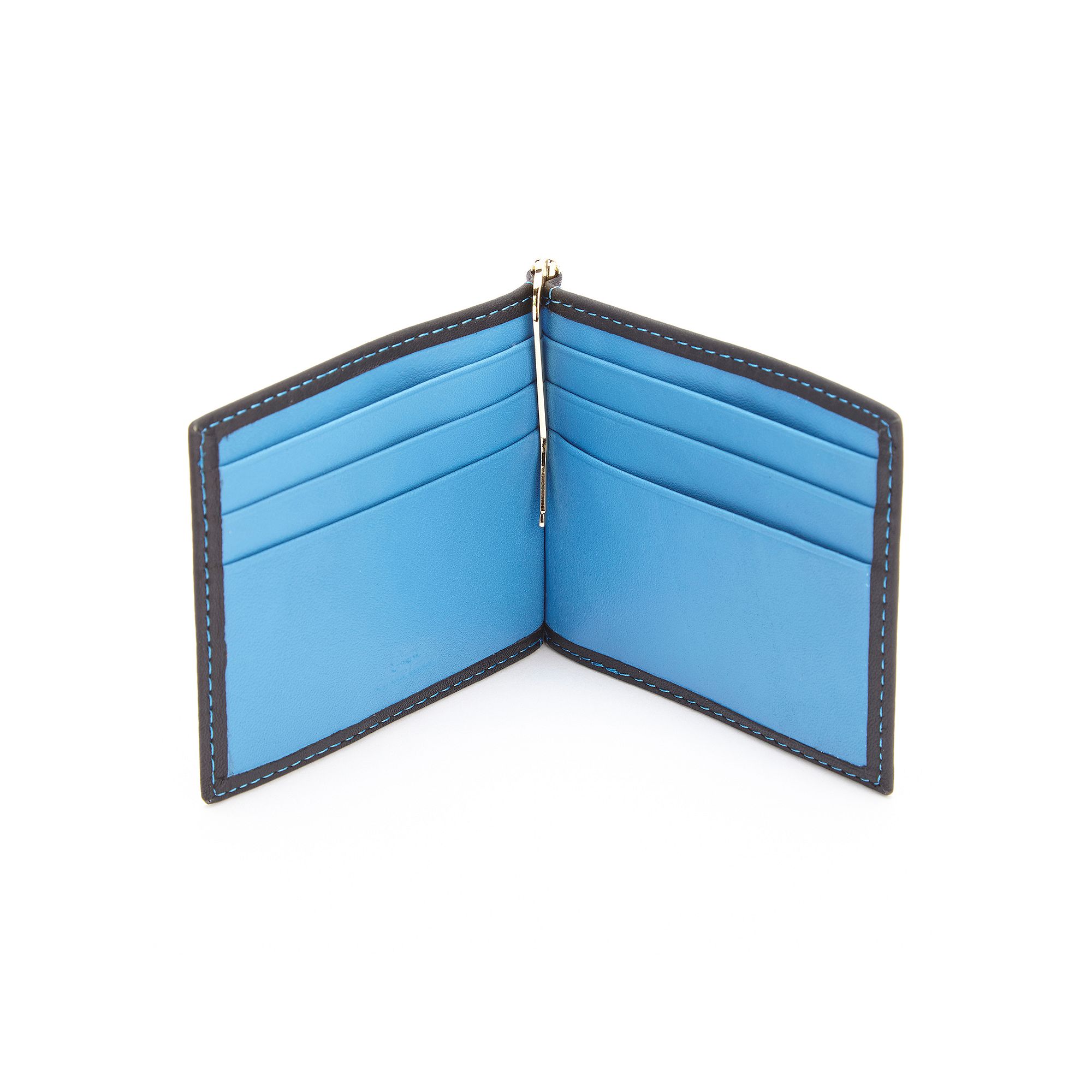 Royce Leather Cash Clip Wallet, Black Ocean Blue