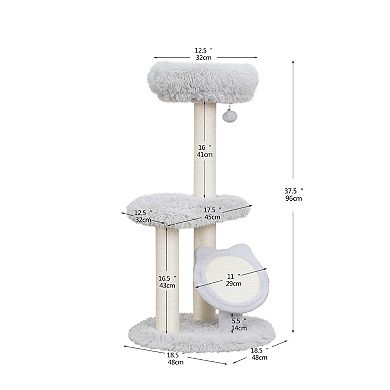 Petpals Sustainable Modern Cat Tree - 37"h, 3 Level, Medium, Rockview
