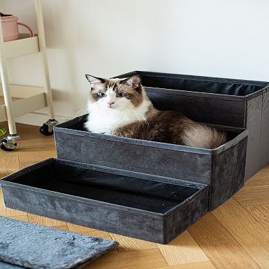 Catry Stepping Ladder - 3 Level For Senior Pets (charcoal)