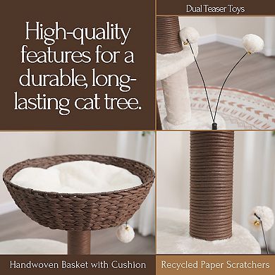 Petpals Sustainable Handwoven Cat Tree - 35"h, 5 Level, Medium, Quartz