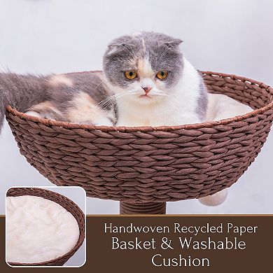 Petpals Sustainable Handwoven Cat Tree - 35"h, 5 Level, Medium, Quartz