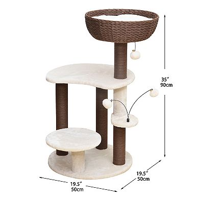 Petpals Sustainable Handwoven Cat Tree - 35"h, 5 Level, Medium, Quartz