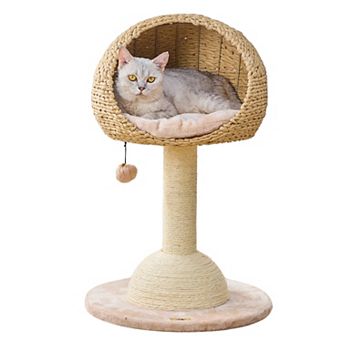 Petpals Sustainable Handwoven Cat Tree - 29"h, 2 Level, Medium, Lookout
