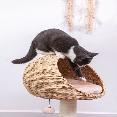 Petpals Sustainable Handwoven Cat Tree - 29"h, 2 Level, Medium, Lookout