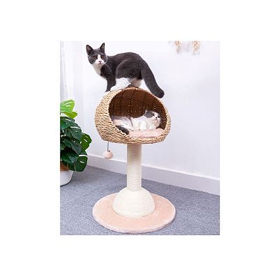 Petpals Sustainable Handwoven Cat Tree - 29"h, 2 Level, Medium, Lookout