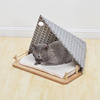 Petpals Camping Style Cat Bed - 17"h, Plush, Small, Camping Ground