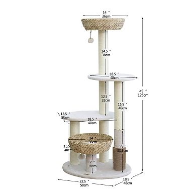 Petpals Sustainable Handwoven Cat Tree - 49"h, 5 Level, Medium, Pharaoh V2