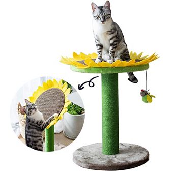 Catry Cat Scratcher - Flower Design With Bee Toy (sunflower)