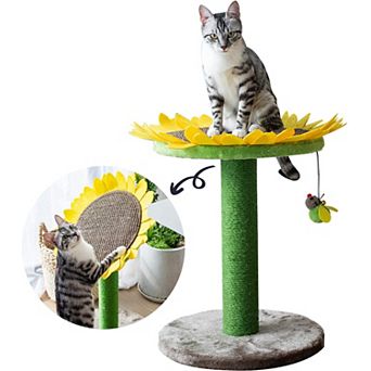 Catry Cat Scratcher - Flower Design With Bee Toy (sunflower)