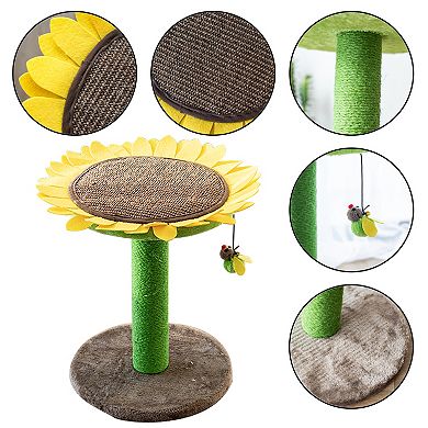Catry Cat Scratcher - Flower Design With Bee Toy (sunflower)