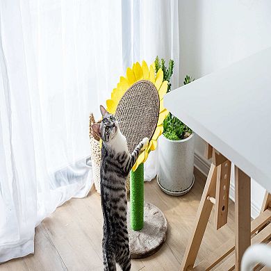 Catry Cat Scratcher - Flower Design With Bee Toy (sunflower)