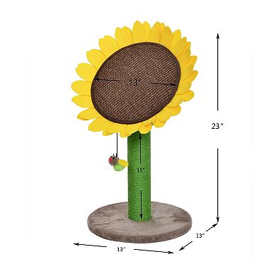Catry Cat Scratcher - Flower Design With Bee Toy (sunflower)