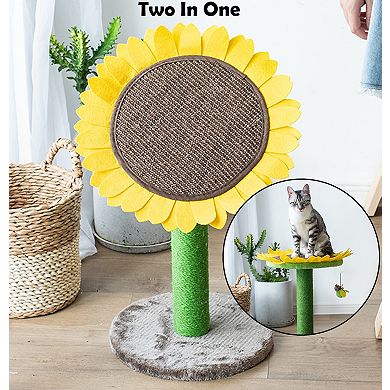 Catry Cat Scratcher - Flower Design With Bee Toy (sunflower)