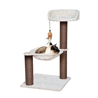 PetPals Nirvana 3-Level Kitten Tree with Plush Perch, Cozy Hammock, Beige
