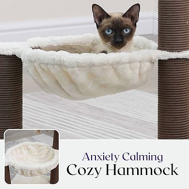 PetPals Nirvana 3-Level Kitten Tree with Plush Perch, Cozy Hammock, Beige