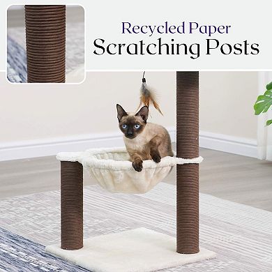 PetPals Nirvana 3-Level Kitten Tree with Plush Perch, Cozy Hammock, Beige