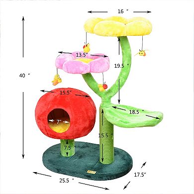 Catry Cat Tree - Garden Design With Flower Petals (gumdrop)