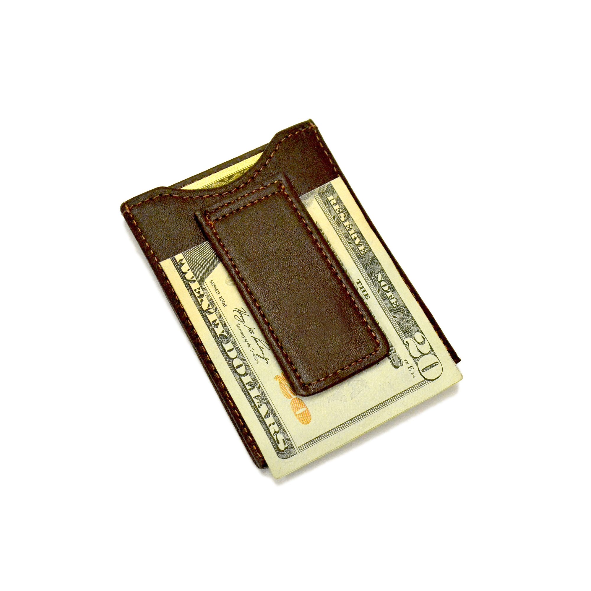 Royce Leather Magnetic Money Clip Wallet, Coco