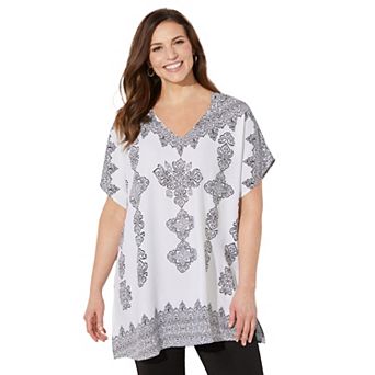 Catherines Women's Plus Size Petite Dolman Sleeve Georgette Top
