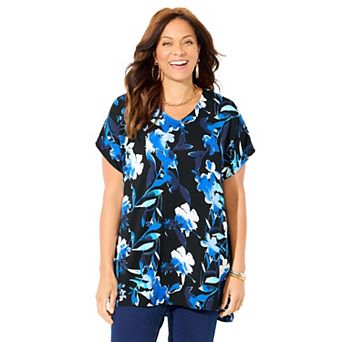 Catherines Women's Plus Size Petite Dolman Sleeve Georgette Top