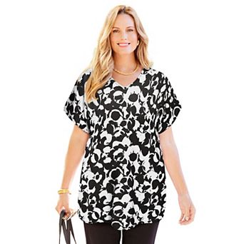 Catherines Women's Plus Size Petite Dolman Sleeve Georgette Top