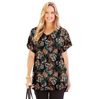 Catherines Women's Plus Size Petite Dolman Sleeve Georgette Top
