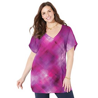 Catherines Women's Plus Size Petite Dolman Sleeve Georgette Top