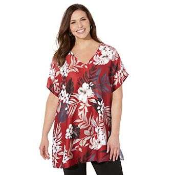 Catherines Women's Plus Size Petite Dolman Sleeve Georgette Top