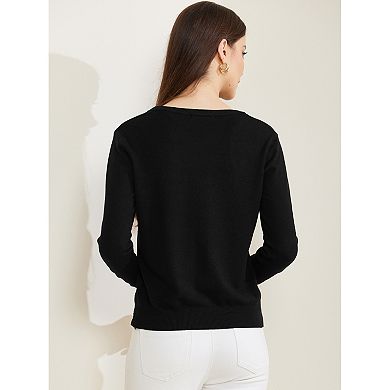 Women's Lightweight Sweater Crewneck Button Down Long Sleeve Cardigan