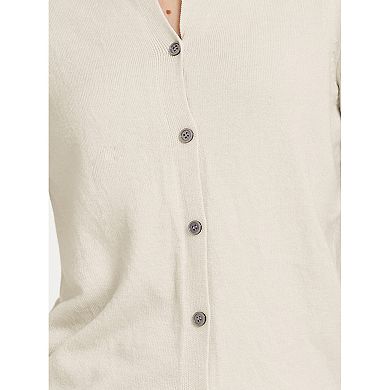 Women's Lightweight Sweater Crewneck Button Down Long Sleeve Cardigan