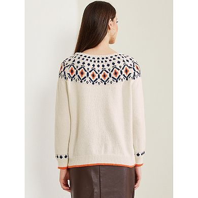 Women's Winter Fall Sweater Long Sleeve Crew Neck Vintage Pullover Sweater Tops