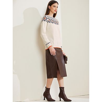 Women's Winter Fall Sweater Long Sleeve Crew Neck Vintage Pullover Sweater Tops