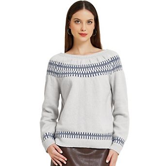 Women's Winter Fall Sweater Long Sleeve Crew Neck Vintage Pullover Sweater Tops