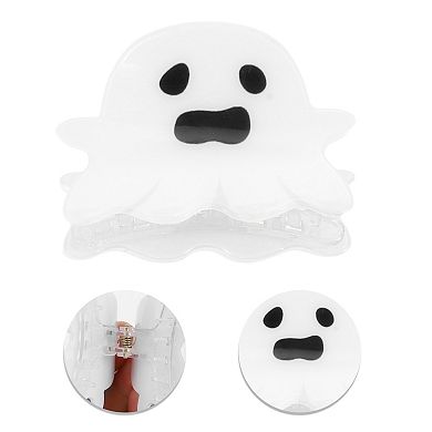 Halloween Fear Expression Hair Clips For Women 2.36" Length Black White 1 Pc