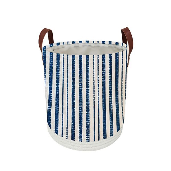 Neatly Striped Woven Fabric Basket - Blue (LARGE)