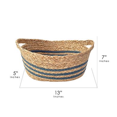 Neatly Natural Blue Striped Basket