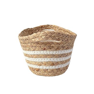 Neatly Natural White Striped Basket