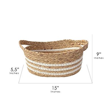 Neatly Natural White Striped Basket