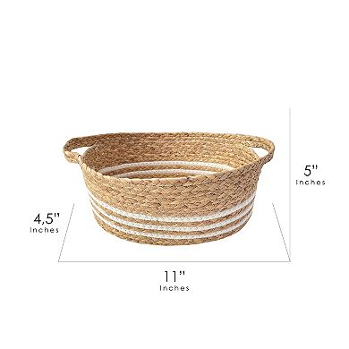 Neatly Natural White Striped Basket
