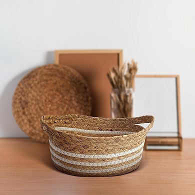 Neatly Natural White Striped Basket