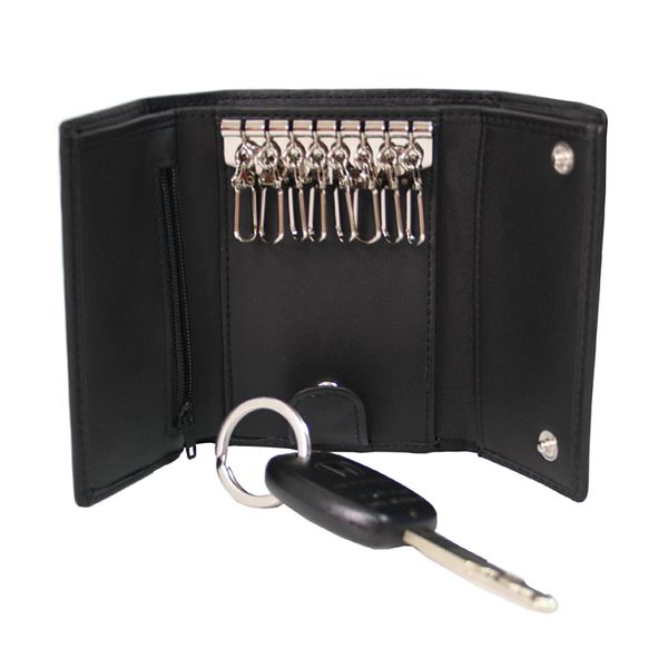 Black Leathers Key Ring Folder Wallet For Men