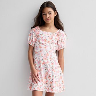 Girls 6-20 SO® Puff Sleeve Square Neck Dress in Regular & Plus Size